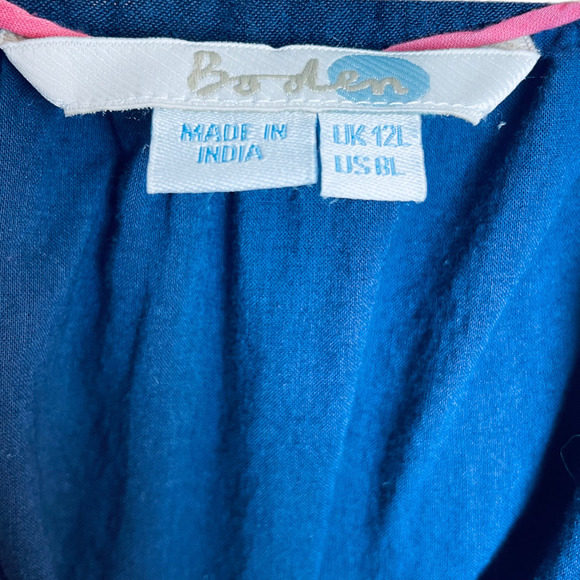 🍀Boden Navy Blue Sleeveless Crêpe Shift Dress with Tie Waist size 8L - Picture 6 of 8